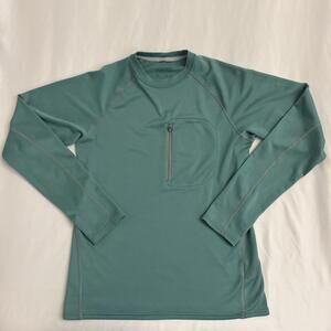 Patagonia Shirt Mens XS Teal Long Sleeve Capilene Zip Pocket Performance